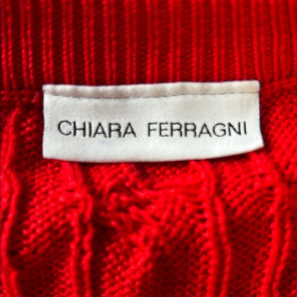 Chiara Ferragni Red Cable Knit Cropped Sweater - Picture 3 of 8